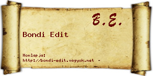 Bondi Edit névjegykártya